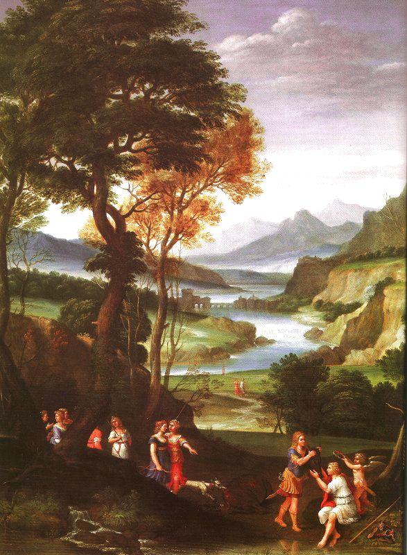 Gian  Battista Viola Landscape with Meleager and Atlanta